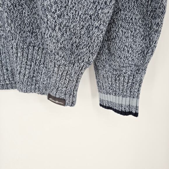 Eddie Bauer Mens L Sweater Navy Cotton Knit Crewneck Pullover Classic Heritage - Picture 6 of 7